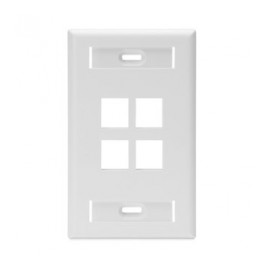 Leviton Wallplate 2x4 4-Port White 4-Port Faceplate Wall Plate with Label Space