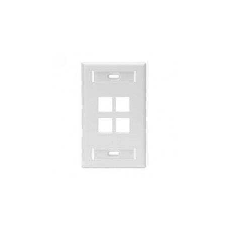 Leviton Wallplate 2x4 4-Port White 4-Port Faceplate Wall Plate with Label Space