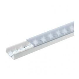 Canaleta blanca con tapa transparente de PVC auto extinguible para iluminación Led 1020mm tramo de 1.2 m Tiras led, Cables, etc