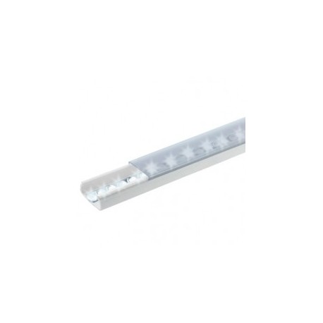 Canaleta blanca con tapa transparente de PVC auto extinguible para iluminación Led 1020mm tramo de 1.2 m Tiras led, Cables, etc