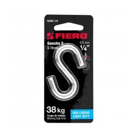 Gancho tipo S de acero para cable Gancho S de 1/4" un cuarto