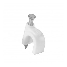 (Paquete con 20 piezas) Grapa blanca para cable UTP, Coaxial, de Alarma, RJ45, de Video, Antena, Grapa con clavo de 8mm