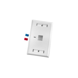 Placa de pared de 1 puerto, Keystone, con espacio para etiqueta, Color Blanco Faceplate de 1 puerto Placa para Jack