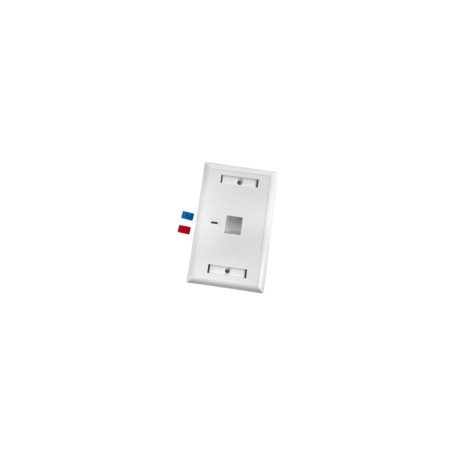 Placa de pared de 1 puerto, Keystone, con espacio para etiqueta, Color Blanco Faceplate de 1 puerto Placa para Jack