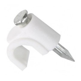 (Paquete con 20 piezas) Grapa blanca para cable UTP, Coaxial, de Alarma, RJ45, de Video, Antena, Grapa con clavo de 6mm