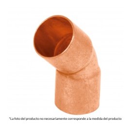 Codo para tubo de cobre de 1/2" pulgada media pulgada Tubo de 45° grados para cobre Agua FRIO/CALOR