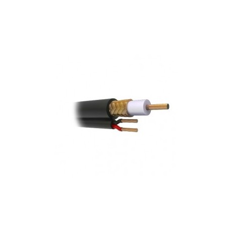 (1 sale per meter) RG59 Siamese coaxial cable, Copper and Aluminum Mesh, MADE IN MEXICO, Optimized for HD+ 2 gauge 20 wires.