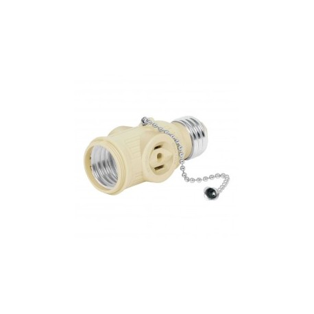 Portalampara Cadena Y Doble Contacto Negro Adaptador para Foco con cadena + 2 contactos electricos