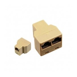 RJ45 Cat5e Cat6 Connector Internet Signal Splitter Beige 1 Input 2 Output 2 Output RJ45 Ethernet Splitter