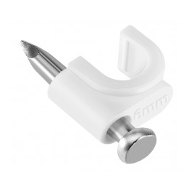 Grapa para Cable de 6mm bolsa con 50 piezas Grapa sujetador para cable UTP, Coaxial, RJ45, de Video, Grapa Blanca