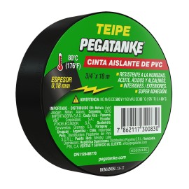 Cinta de aislar PEGATANKE de 18 Metros x 19mm Cinta de Aislar retardante de flama hasta 500v cinta aislante Negra