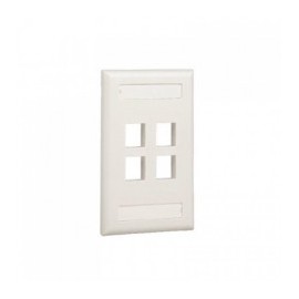 Placa de Pared Vertical, Salida Para 4 Puertos Keystone, Con Espacios Para Etiquetas, Color Banco Mate