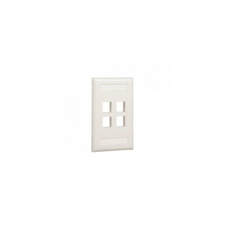 Placa de Pared Vertical, Salida Para 4 Puertos Keystone, Con Espacios Para Etiquetas, Color Banco Mate