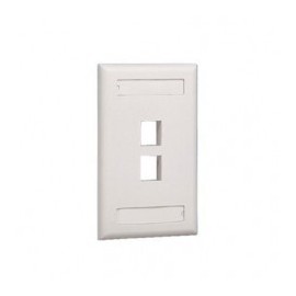 Placa de Pared Vertical, Salida Para 2 Puertos Keystone, Con Espacios Para Etiquetas, Color Blanco Mate