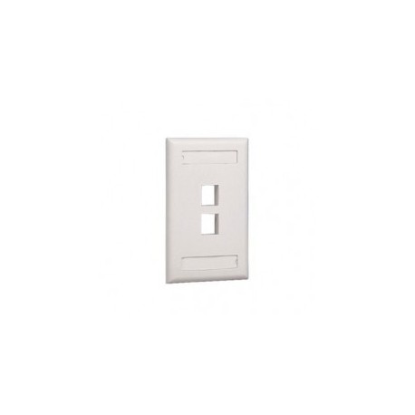 Placa de Pared Vertical, Salida Para 2 Puertos Keystone, Con Espacios Para Etiquetas, Color Blanco Mate