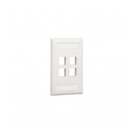 Placa de Pared Vertical, Salida Para 4 Puerto Keystone, Con Espacios Para Etiquetas, Color Blanco