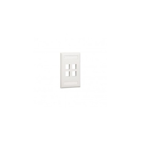 Placa de Pared Vertical, Salida Para 4 Puerto Keystone, Con Espacios Para Etiquetas, Color Blanco