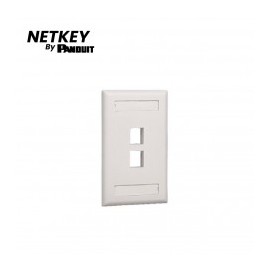 Placa de Pared Vertical, Salida Para 2 Puerto Keystone, Con Espacios Para Etiquetas, Color Blanco