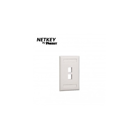 Placa de Pared Vertical, Salida Para 2 Puerto Keystone, Con Espacios Para Etiquetas, Color Blanco