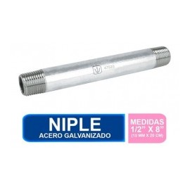 Niple Galvanizado de 1/2 de media de 8" pulgadas Niple de 1/2 Niple de 20 centimetros 20cm