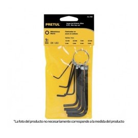 Set of 8 Allen Keys Standard Keyring Type Allen key 1158 mm - 6350 mm