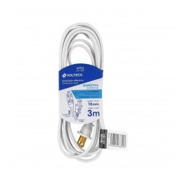 Extensión Eléctrica Doméstica, 3 Metros , Blanca, Volteck 40152 Extension Blanca para Casa Extensión electrica