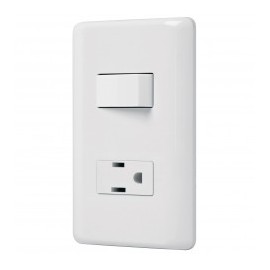 Contact plate with 1 wall switch + 1 double electric contact + 1 Earth Electric plate + wall switch