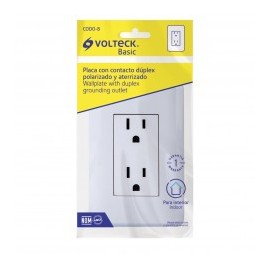 Contacto Duplex, 2 Polos + Tierra, Volteck Volteck 25076 Kit de contacto doble con placa de pared electrico