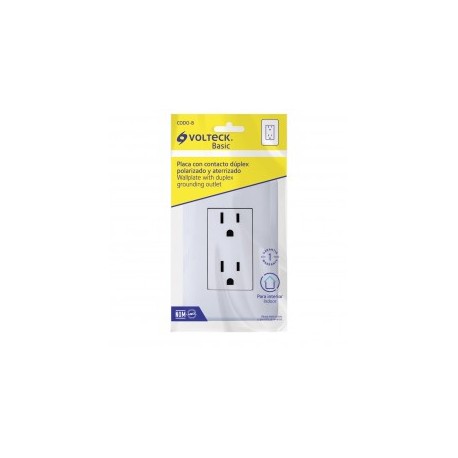 Contacto Duplex, 2 Polos + Tierra, Volteck Volteck 25076 Kit de contacto doble con placa de pared electrico