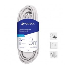 Extensión Eléctrica Doméstica, 3 Metros , Blanca, Volteck 48006 Extension Blanca para Casa Extensión electrica