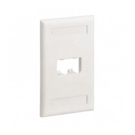Placa de Pared Vertical Clásica, Salida Para 2 Puertos Mini-Com, Con Espacios Para Etiquetas, Color Blanco Mate