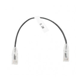 Cable de Parcheo Slim UTP Cat6 - 30 cm Negro Diámetro Reducido 28 AWG Patch cord Rj45 Categoría 6 30 centimetros Cable Ethernet