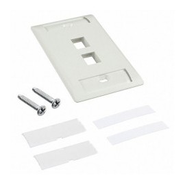 AMP White Wall Plate AMP Faceplate 2-port 2-outlet amp wall plate white