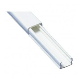 White self-extinguishing PVC gutter, one way, 12 x 8, 2m section. Duct for 1 Cable WITHOUT ADHESIVE