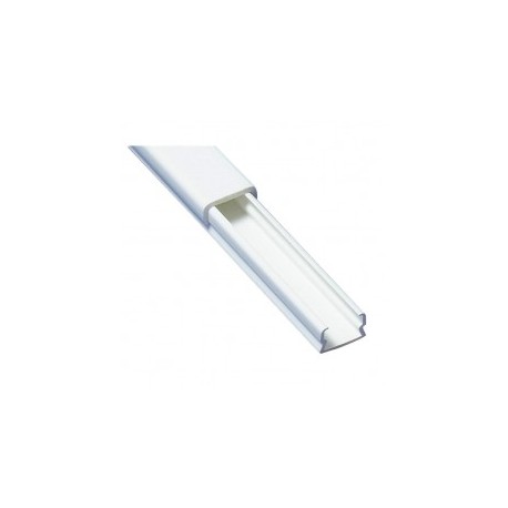 White self-extinguishing PVC gutter, one way, 12 x 8, 2m section. Duct for 1 Cable WITHOUT ADHESIVE