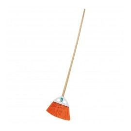 Escoba tipo abanico Escoba de cepillo Cerdas de colores Escoba para barrer Cerdas de PVC y bastón de madera