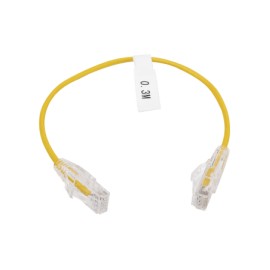 Cable de Parcheo UTP Cat6 - 30 cm Amarillo Diámetro Reducido 28 AWG Patch cord Rj45 Categoría 6 30 centimetros Cable Ethernet