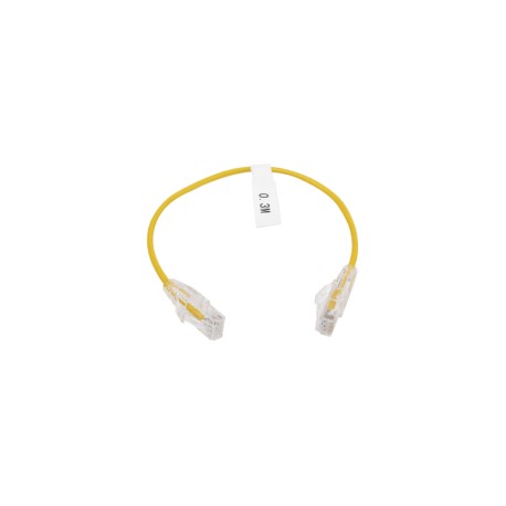 Cable de Parcheo UTP Cat6 - 30 cm Amarillo Diámetro Reducido 28 AWG Patch cord Rj45 Categoría 6 30 centimetros Cable Ethernet