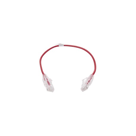 Cable de Parcheo Slim UTP Cat6 - 30 cm Rojo Diámetro Reducido 28 AWG Patch cord Rj45 Categoría 6 30 centimetros Cable Ethernet