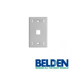Placa de pared 1 puerto BELDEN color blanco FACEPLATE COMPATIBLE CON JACKS ESTILO KEYCONNECT