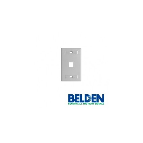 Placa de pared 1 puerto BELDEN color blanco FACEPLATE COMPATIBLE CON JACKS ESTILO KEYCONNECT