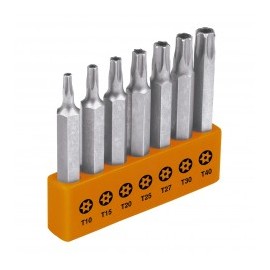 Set of 7 Torx Bits Long Lock 2" / 2 inches Truper Organizer Bit set with lock Torx Combination wrenches