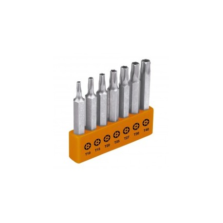 Set of 7 Torx Bits Long Lock 2" / 2 inches Truper Organizer Bit set with lock Torx Combination wrenches