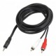 Cable Auxiliar de 1.5 Metros Cable de Audio 3.5mm a RCA Cable de 2 colores para Audio Cable de audio bocina a RCA