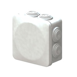 Caja de derivación de PVC Auto-extinguible con 6 entradas, tapa atornillada, 100x100x50 MM