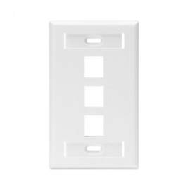 Leviton Wallplate 2x4 3-Port White 3-Port Faceplate Wall Plate with Label Space