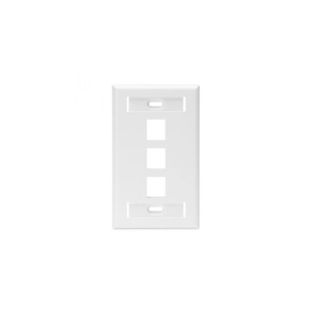 Leviton Wallplate 2x4 3-Port White 3-Port Faceplate Wall Plate with Label Space