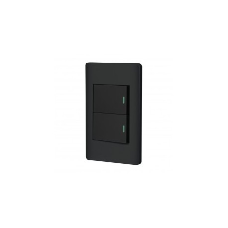 Placa de pared armada color negro de Policarbo 2x4 Contacto con 2 interruptores de pared Duplex Negro 127v 10a con Led Indicado