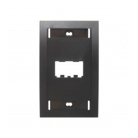 Placa de Pared Vertical Ejecutiva, Salida de 2 Puerto Mini-Com, Con Espacios Para Etiquetas, Color Negro