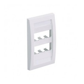 Placa de Pared Vertical Ejecutiva, Salida Para 6 Puertos Mini-Com, Con Espacios Para Etiquetas, Color Blanco